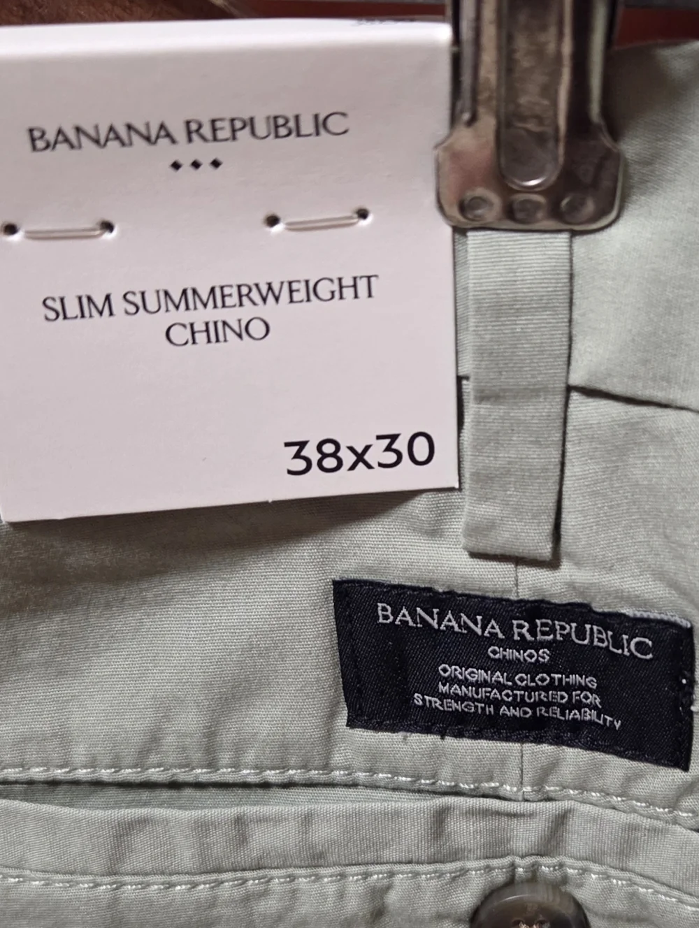 Banana Republic Slim Summerweight Chino Green Pants 38x30 New!